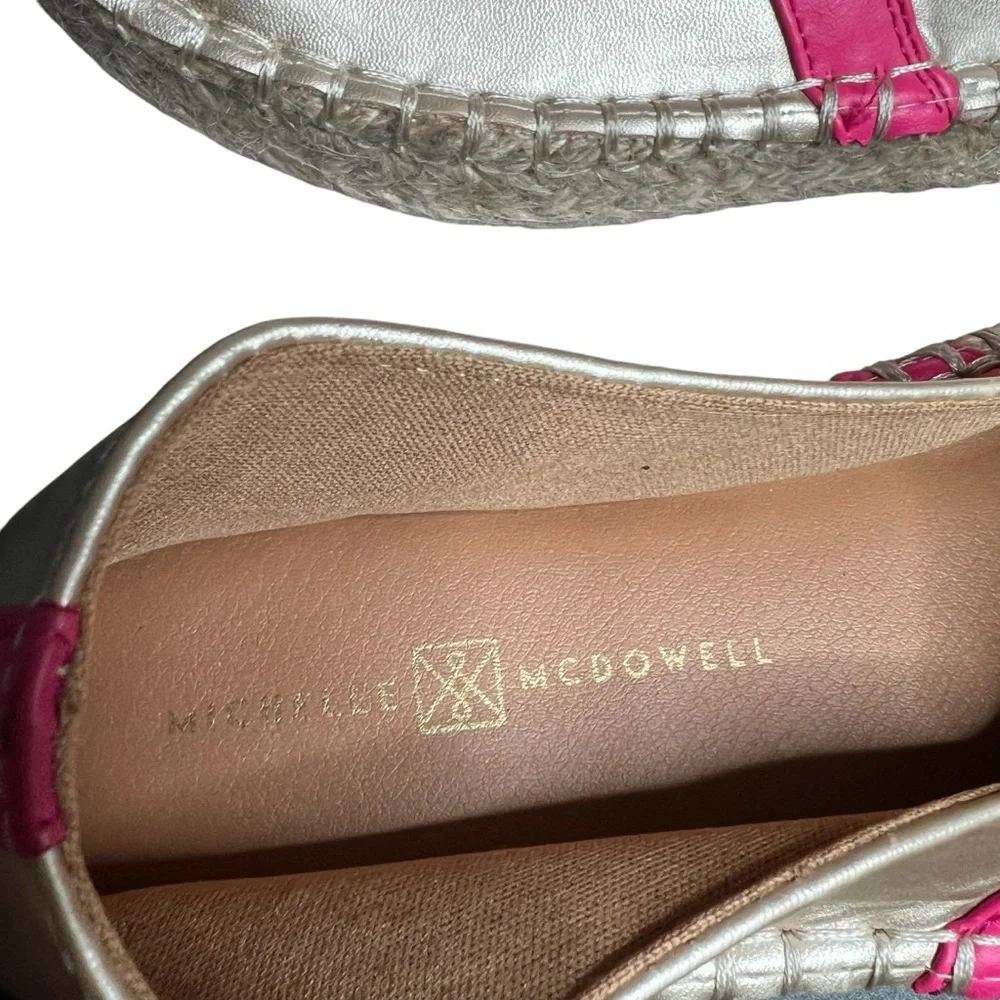 Michelle Mcdowell Flats Womens 7 Shoes Espadrille Slip-On Faux Leather Pink Gold